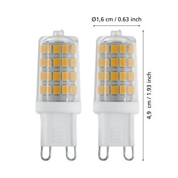Set 2 becuri LED G9 Eglo 110155, 3W, 320lm, 4000K