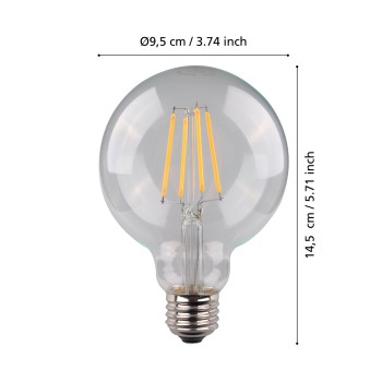 Bec LED decorativ E27 G95 Eglo 110181, 7.3W, 806lm, 2700K, dimabil