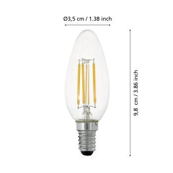 Bec LED E14 C35 Eglo 110182, 4.5W, 470lm, 2700K, dimabil