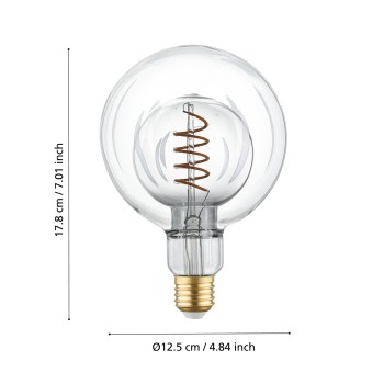Bec LED decorativ E27 G125 Eglo 110256, 2W, 80lm, 2000K