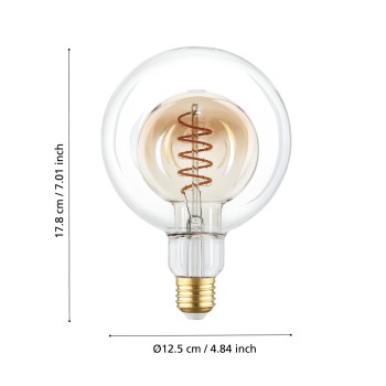 Bec LED decorativ E27 G125 Eglo 110258, 4W, 200lm, 2000K
