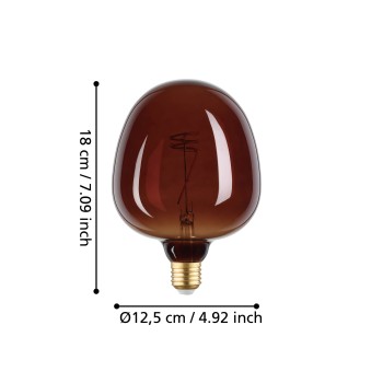 Bec LED decorativ E27 G125 Eglo 110266, 4W, 40lm, 2000K