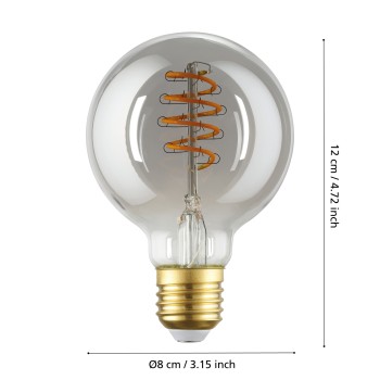 Bec inteligent LED decorativ E27 G80 Eglo 110286, 4W, 150lm, 2000K