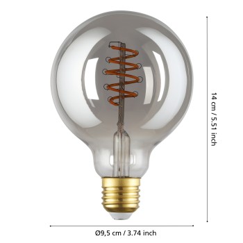 Bec inteligent LED decorativ E27 G95 Eglo 110287, 4W, 150lm, 2000K