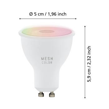 Set 3 becuri inteligente LED RGB GU10 Eglo 110313, 4.9W, 345lm, 2700-6500K