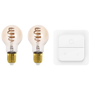 Set 2 becuri inteligente LED E27 A60 Eglo 110315, 4.9W, 360lm, 2200-6500K
