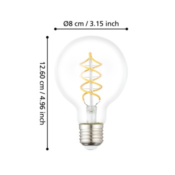 Bec LED decorativ E27 G80 Eglo 110316, 7.3W, 806lm, 2700K