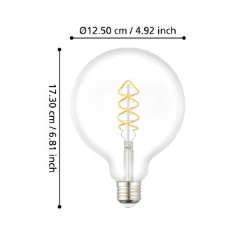 Bec LED decorativ E27 G125 Eglo 110317, 7.3W, 806lm, 2700K