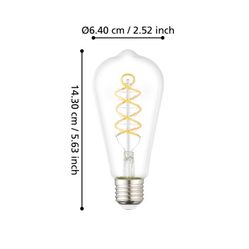 Bec LED decorativ E27 ST64 Eglo 110318, 7.3W, 806lm, 2700K