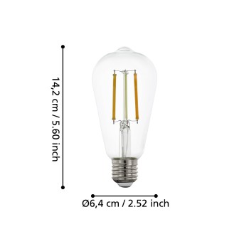 Bec inteligent LED decorativ E27 ST64 Eglo 110385, 8W, 1055lm, 2200-6500K