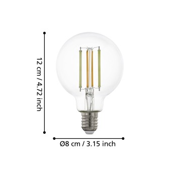 Bec inteligent LED decorativ E27 G80 Eglo 110386, 8W, 1055lm, 2200-6500K