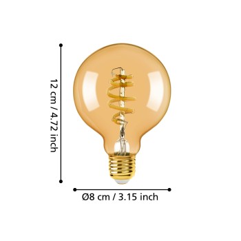 Bec inteligent LED decorativ E27 G80 Eglo 110391, 7W, 806lm, 2200-6500K