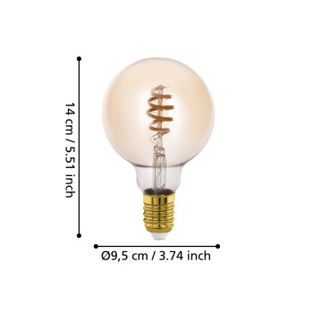 Bec inteligent LED decorativ E27 G95 Eglo 110392, 7W, 806lm, 2200-6500K