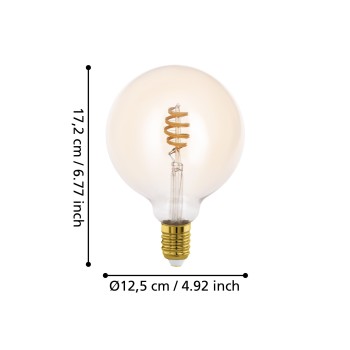 Bec inteligent LED decorativ E27 G125 Eglo 110393, 7W, 806lm, 2200-6500K