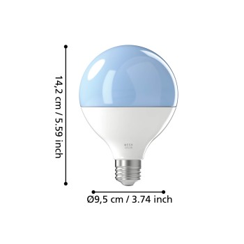 Bec inteligent LED RGB E27 G95 Eglo 110397, 14W, 1600lm, 2700-6500K