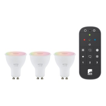 Set 3 becuri inteligente LED RGB GU10 Eglo 110398, 4.9W, 2700-6500K