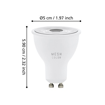Set 3 becuri inteligente LED RGB GU10 Eglo 110398, 4.9W, 2700-6500K