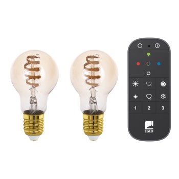 Set 2 becuri inteligente LED E27 A60 Eglo 110401, 7W, 806lm, 2200-6500K