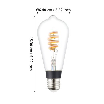 Bec inteligent LED RGB E27 ST64 Eglo 110405, 7.5W, 806lm, 3000K