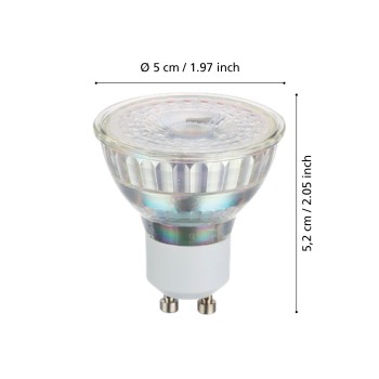 Set 3 becuri LED GU10 Eglo 113114, 4.5W, 345lm, 3000K