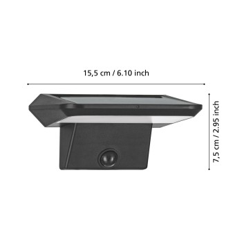 Aplica solara cu senzor IP44 PORRASSA Eglo 48944, 40xSOLAR-LED