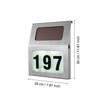 Numar de casa solar cu LED IP44 ORIMINI Eglo 90497, 2xSOLAR-LED