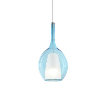 Pendul KALIQUE albastru deschis Ideal Lux 360041, D18 cm, 1xE27