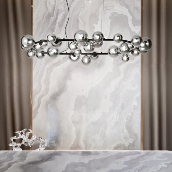 Lustra PERLAGE chihlimbar Ideal Lux 322780, 143x93 cm, 30xG9
