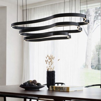 Lustra LED WAVES negru Ideal Lux 345215, 94.2x45.1 cm, 37W