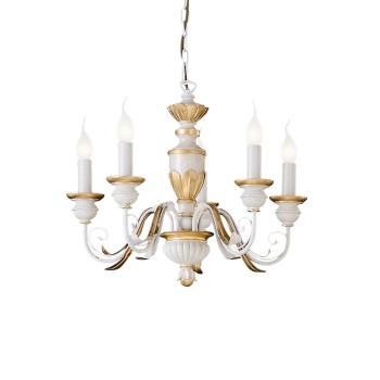 Candelabru FIRENZE alb Ideal Lux 012865, D55 cm, 5xE14