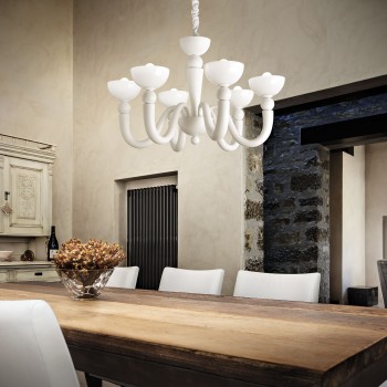 Candelabru BON BON alb Ideal Lux 093994, D80 cm, 6xE14