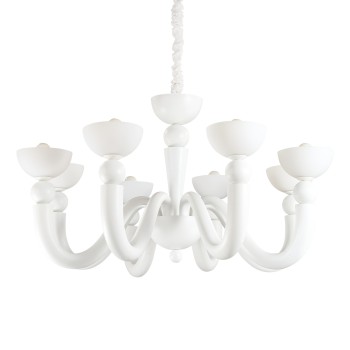 Candelabru BON BON alb Ideal Lux 094007, D95.5 cm, 8xE14