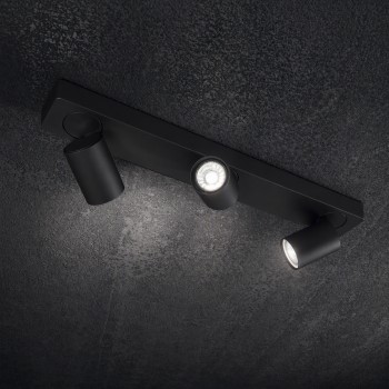 Spot aplicat RUDY negru Ideal Lux 229058, 54x12.5 cm, 3xGU10