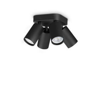 Spot aplicat DYNAMITE negru Ideal Lux 371290, 13.5x13.5 cm, 4xGU10