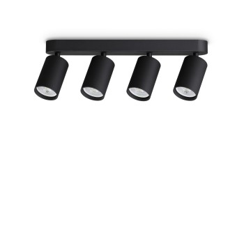 Spot aplicat DYNAMITE negru Ideal Lux 371344, 38.5x5.7 cm, 4xGU10