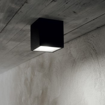 Plafoniera exterior IP54 TECHO negru Ideal Lux 251530, 15x15 cm, 1xGU10
