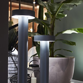 Stalp iluminat gradina IP44 TESLA antracit Ideal Lux 153162, H80 cm, 4xG9