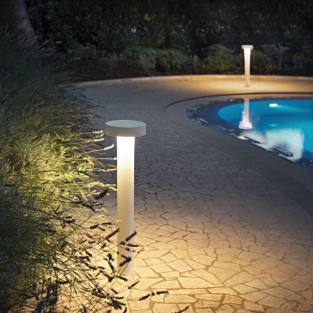 Stalp iluminat gradina IP44 TESLA alb Ideal Lux 153179, H80 cm, 4xG9