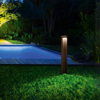 Stalp iluminat gradina LED IP54 KURT cafeniu Ideal Lux 306858, H65 cm, 11W