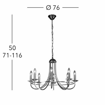 Candelabru IMPERIAL alama Kolarz 330.88.8C, D76 cm, 8xE14