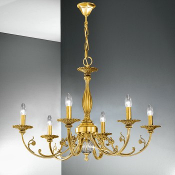 Candelabru PISANI auriu francez Kolarz 0301.86.15, D83 cm, 6xE14