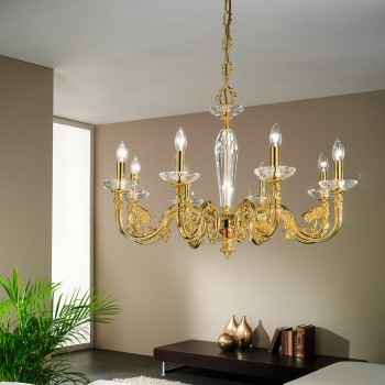 Candelabru CONTARINI placat cu aur de 24K francez Kolarz 0299.88.15, D85 cm, 8xE14