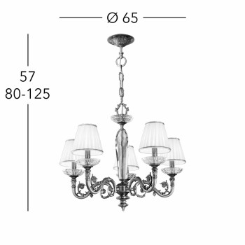 Candelabru CONTARINI crom Kolarz 0299.85.5, D65 cm, 5xE14