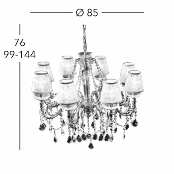 Candelabru CONTARINI CRYSTAL Kolarz 1299.88.4.SPT, D85 cm, 8xE14