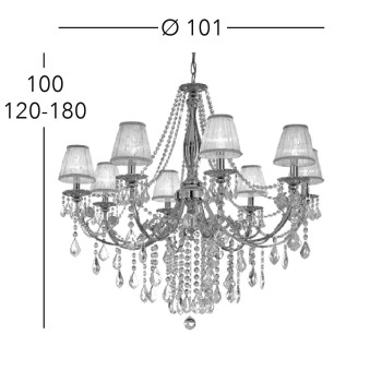 Candelabru PISANI PISANI CRYSTAL Kolarz 1301.88.4.SPT, D101 cm, 8xE14