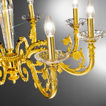 Candelabru CONTARINI placat cu aur de 24K Kolarz 0299.85.3, D65 cm, 5xE14