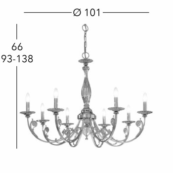 Candelabru PISANI crom Kolarz 0301.88.5, D101 cm, 8xE14