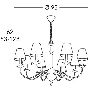Candelabru ASCOT alama antichizata Kolarz 0195.88.4, D95 cm, 8xE14