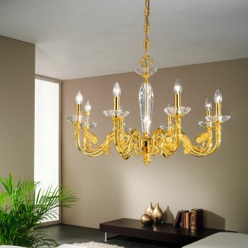 Candelabru CONTARINI placat cu aur de 24K Kolarz 0299.88.3, D85 cm, 8xE14