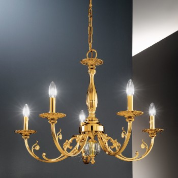 Candelabru PISANI auriu francez Kolarz 0301.85.15, D83 cm, 5xE14